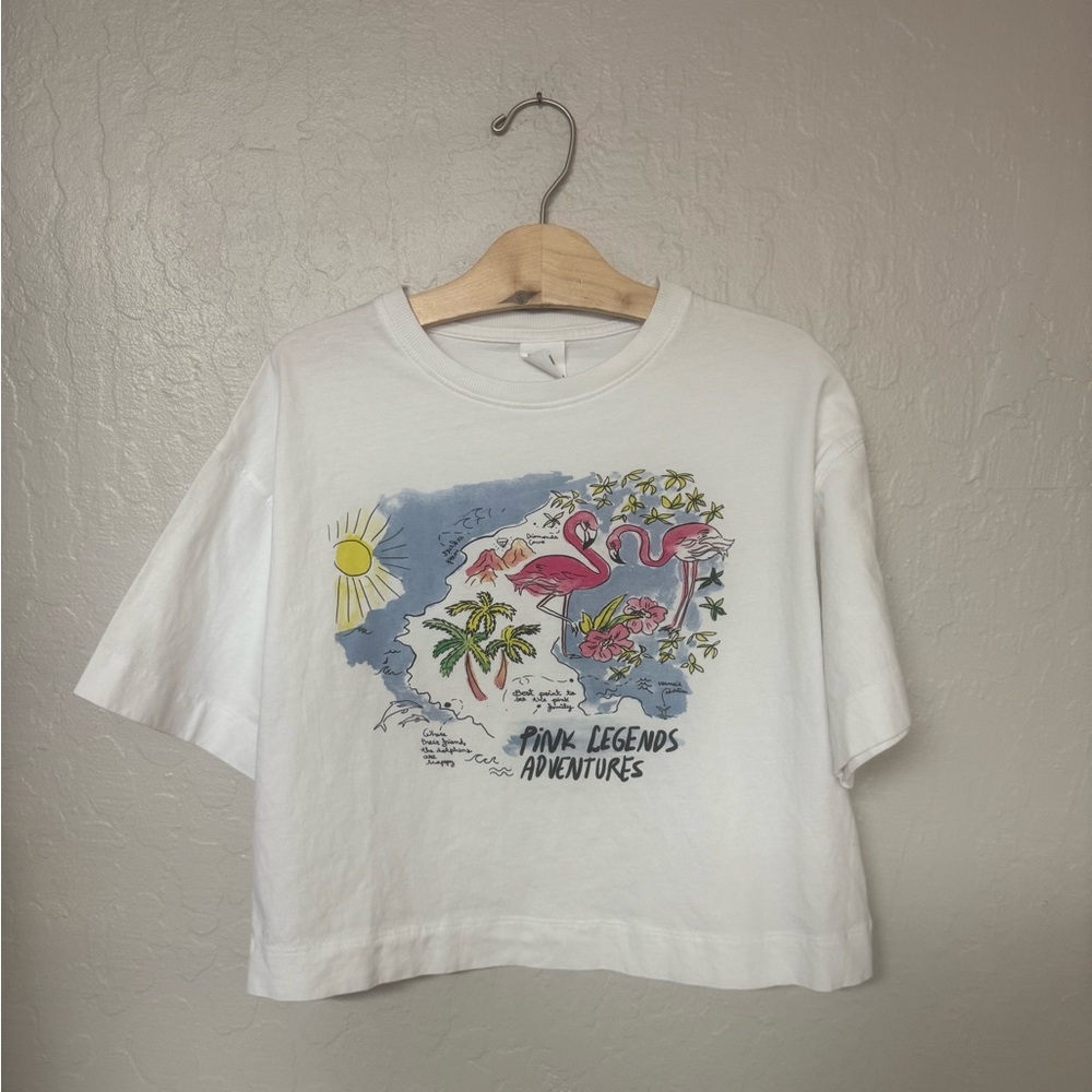 Zara Kids Girls White Pink Flamingo Tee T-Shirt 13-14Y $16 ADD ON